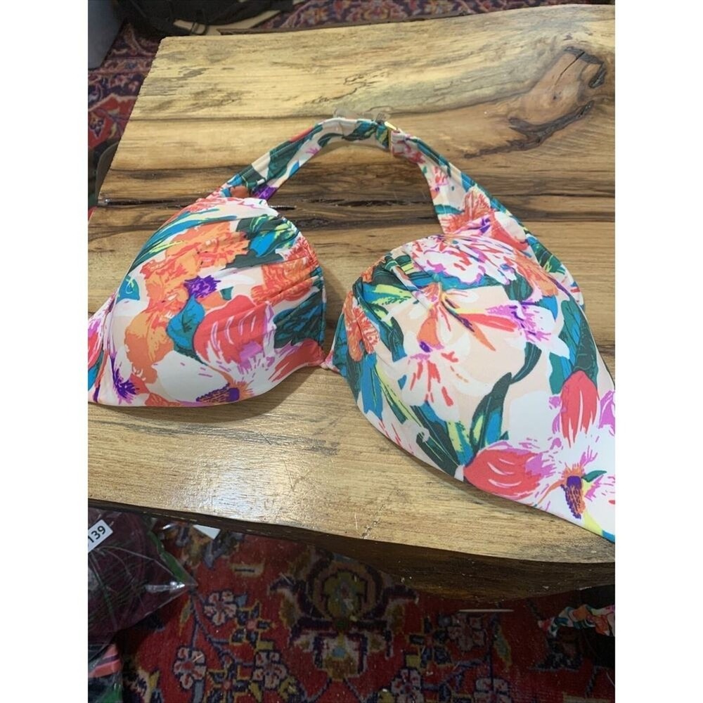 Victoria Secret‎ Swimsuit Top Women's Size 34C floral flowers tie back
